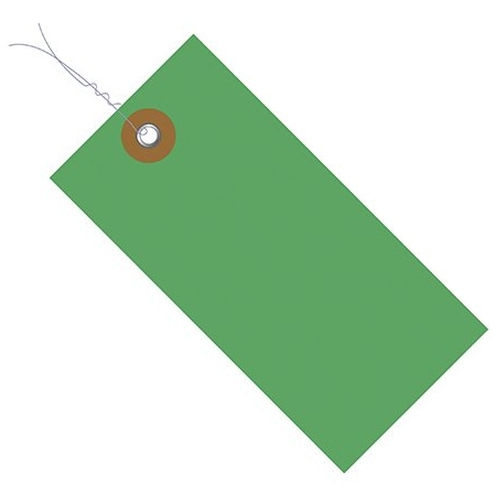 Bsc Preferred 2 3/4 x 1-3/8'' Green Tyvek Pre-Wired Shipping Tag, 100PK BUY00015393